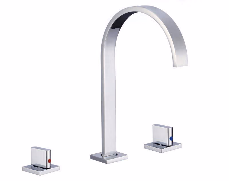 Chrome modern 3-hole bathroom faucet