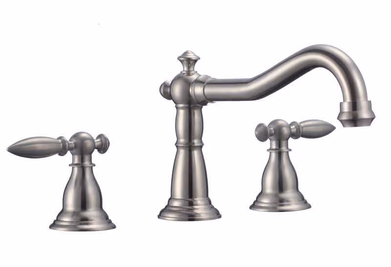 Brushed nickel Victorian 3-hole faucet