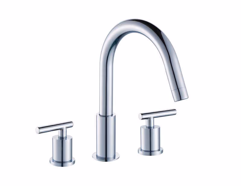 Chrome gooseneck 3-hole faucet