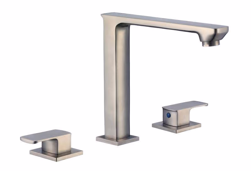 Brushed nickel pillar 3-hole faucet