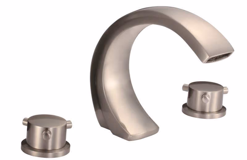 Brushed nickel cross-handle 3-hole faucet