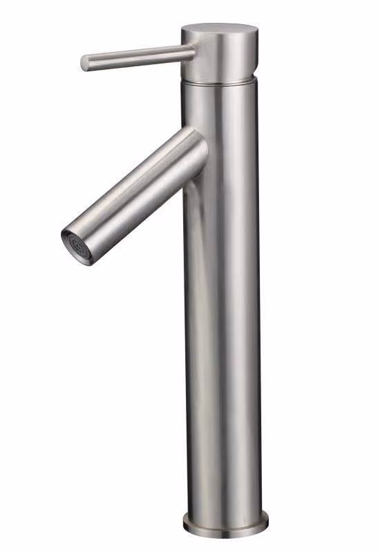 Brushed nickel vessel faucet