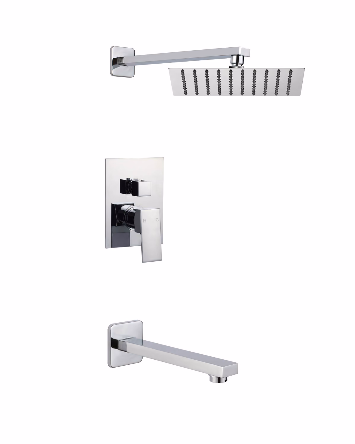 Rain head and tub trim, chrome