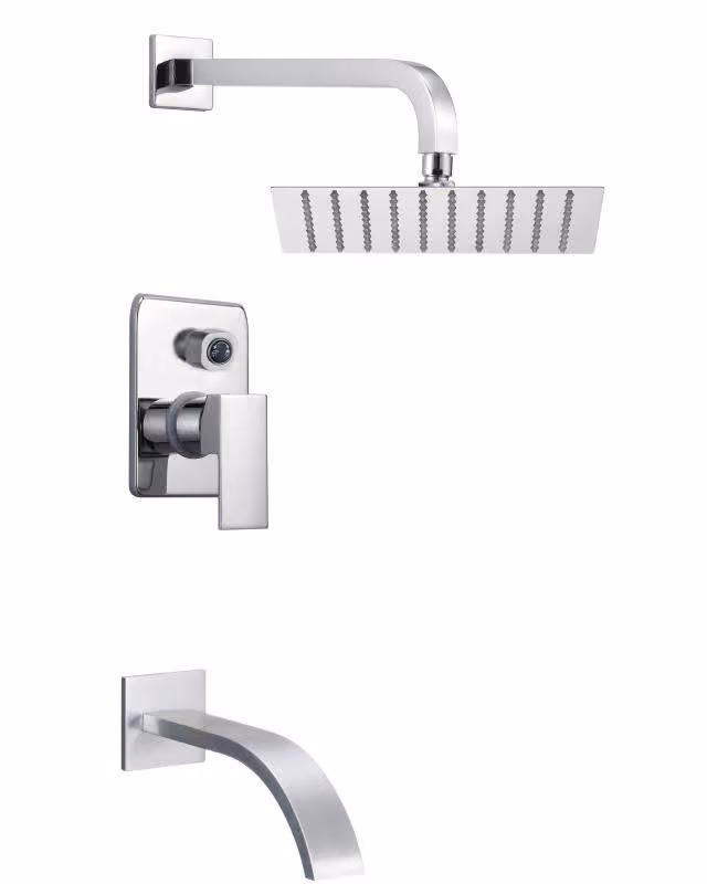 Square rain shower system, chrome