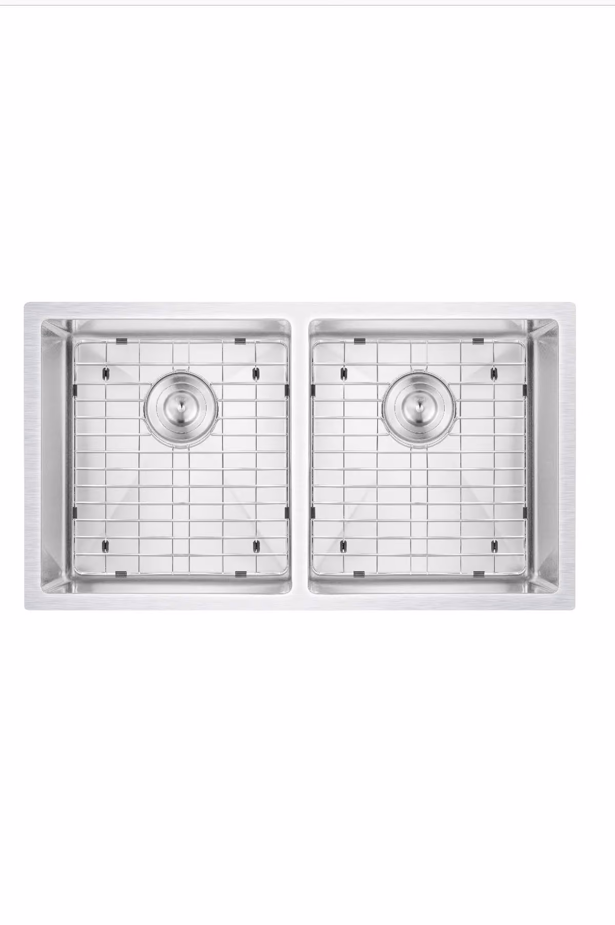 Stainless bottom grid in a double-bowl sink