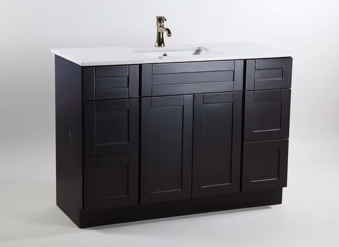 Solid wood bathroom vanity with quartz top