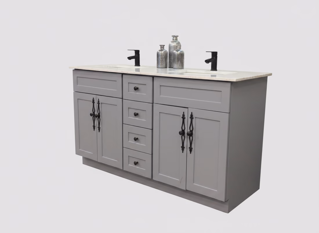 Grey double-sink vanity